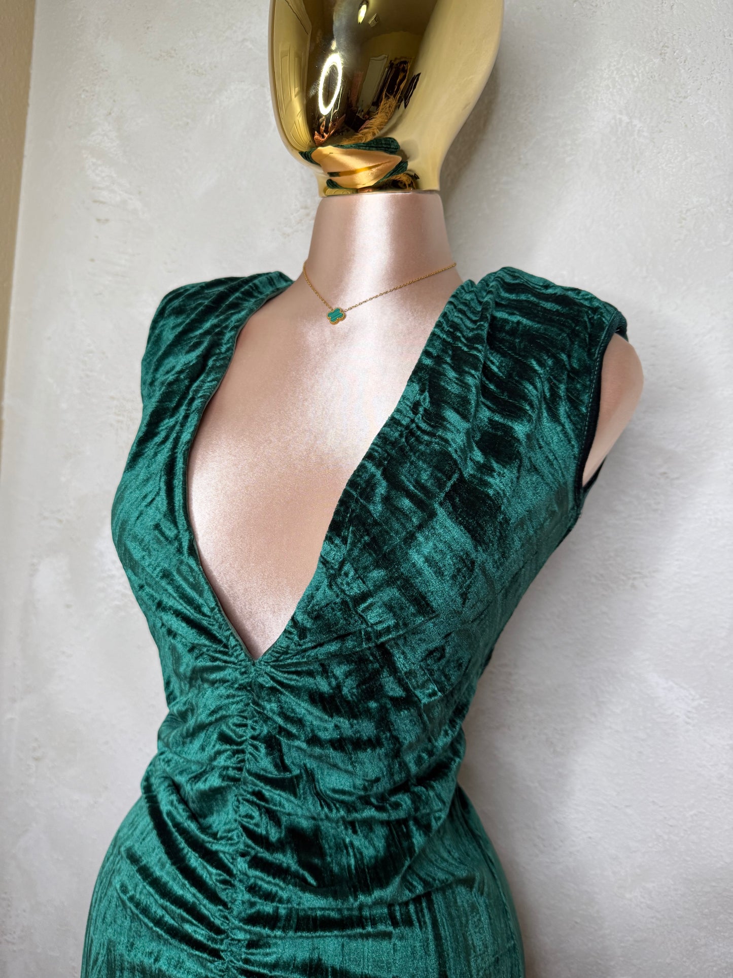 Luxe Velvet Dress (Emerald )